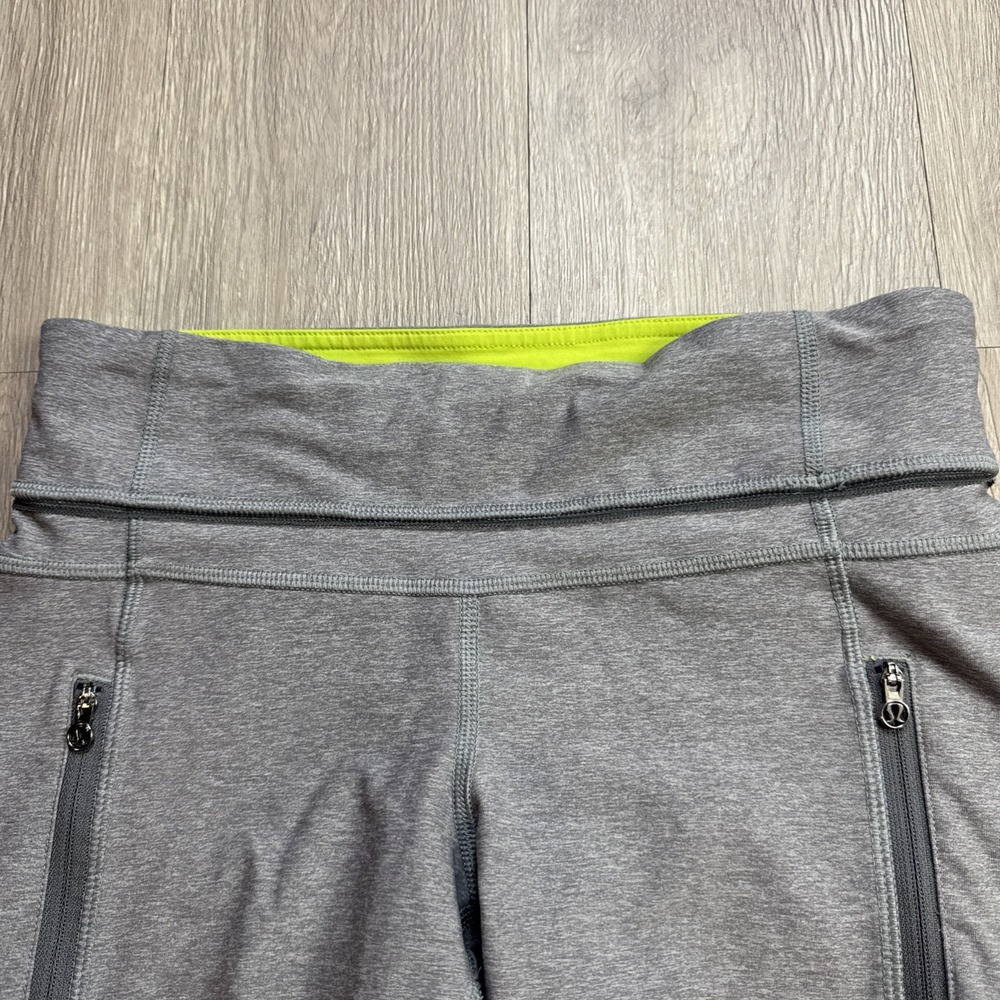 LULULEMON Leggings 6 Gray Women's Cropped Capri Ruched Dual Zip Pockets Run Hike